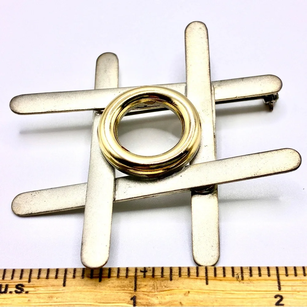 Vintage Tic Tax Toe Board in Silver & Gold Tone 2” X 2” Inches
